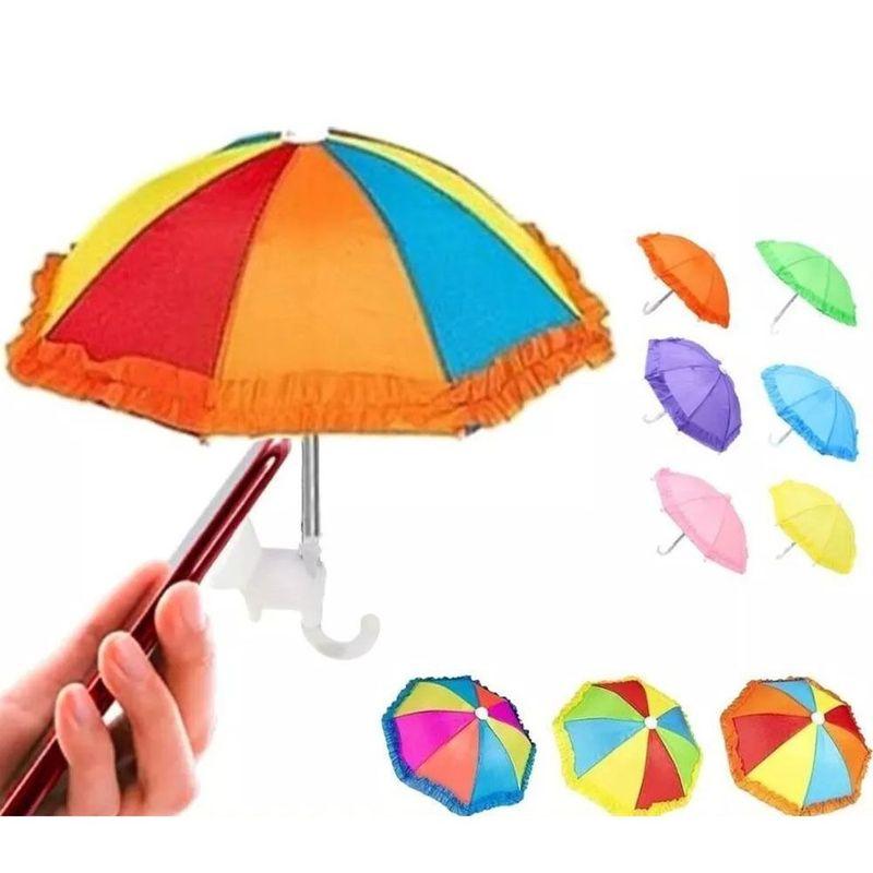 Delicaat Met Zuignap Telefoon Paraplu Zonneklep Regenwerend Telefoonhouder UV-Bescherming Mini Paraplu