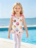 One Piece Swimsuit for Little Girls, Sleeveless Ruffle Donut Print Bathing Suit for Kids 1-8 Years