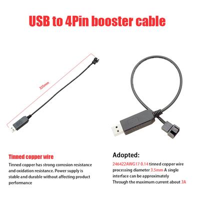 Usb na 4pinový Pwm 5V na 12V Boost Line Konektor napájecího adaptéru USB s pouzdrem PC ventilátoru