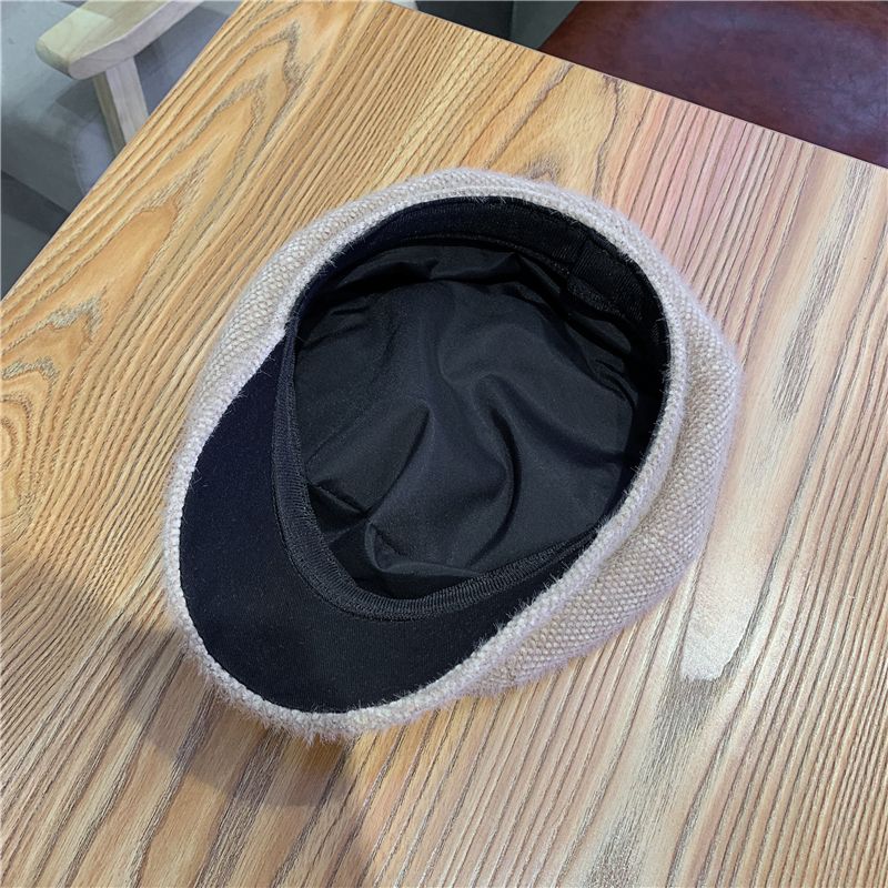 Chapeau Octogonal à Visière pour Femme Polyvalent Automne et Hiver Chaud pour Femme Béret Citrouille Couleur Unie