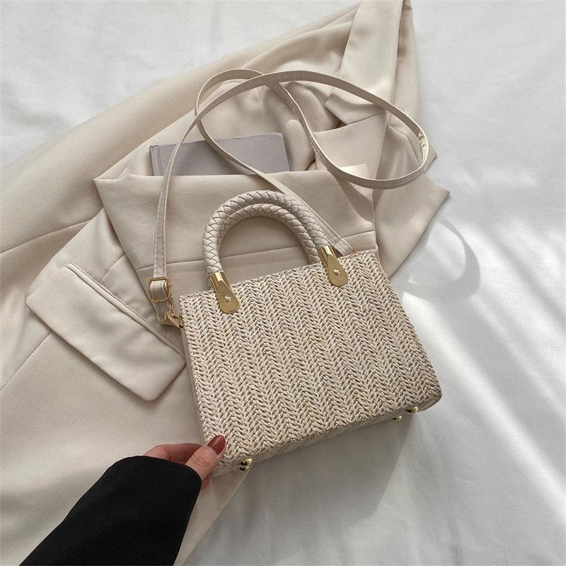 Spring New Fashion Simple Bag Women's Woven Handbag Shoulder Bag Retro Messenger Bag