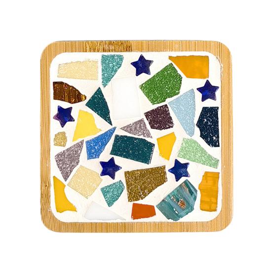 Mosaic Craft Coaster Making Kit for Adults DIY Glass Mosaic Tiles Kits Ceramic Art Bulk Materials Package for Women Kid Seniors Handmade Gifts