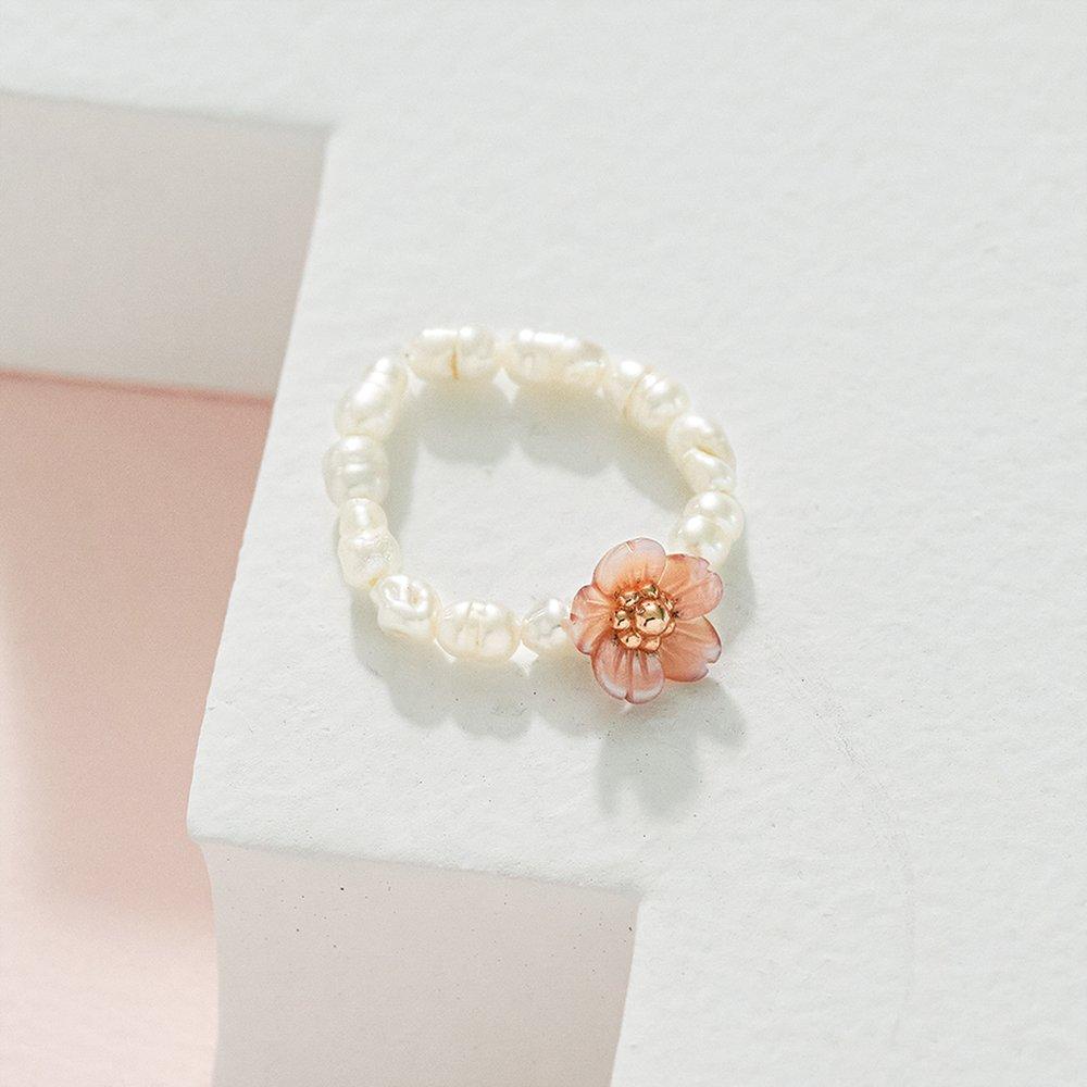 Jrosa 14K Plum Flower Pearl Ring