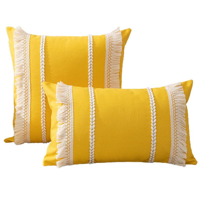 Bohemian Tassel Pillowcase Sofa Waist Support Cushion (Core Not Included)