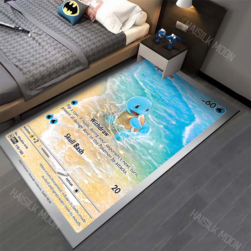 15 Sizes P-Pokemon Squirtle Cards Cartoon Carpets for Bedroom Living Room Sofa Study Large Area Decorative Rug Next Day Shipping