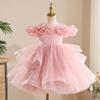 Girls' Formal Flower Girl Princess Dress with Sequined Puffy Skirt - Ideal for Piano Performances
