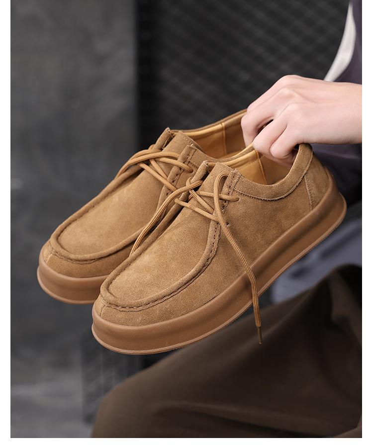 Fashion Men's Suede Leather Lace-Up Low-Top Sneakers Spring Breathable Comfortable Casual Shoes Lightweight Korean Fashion for Commuting