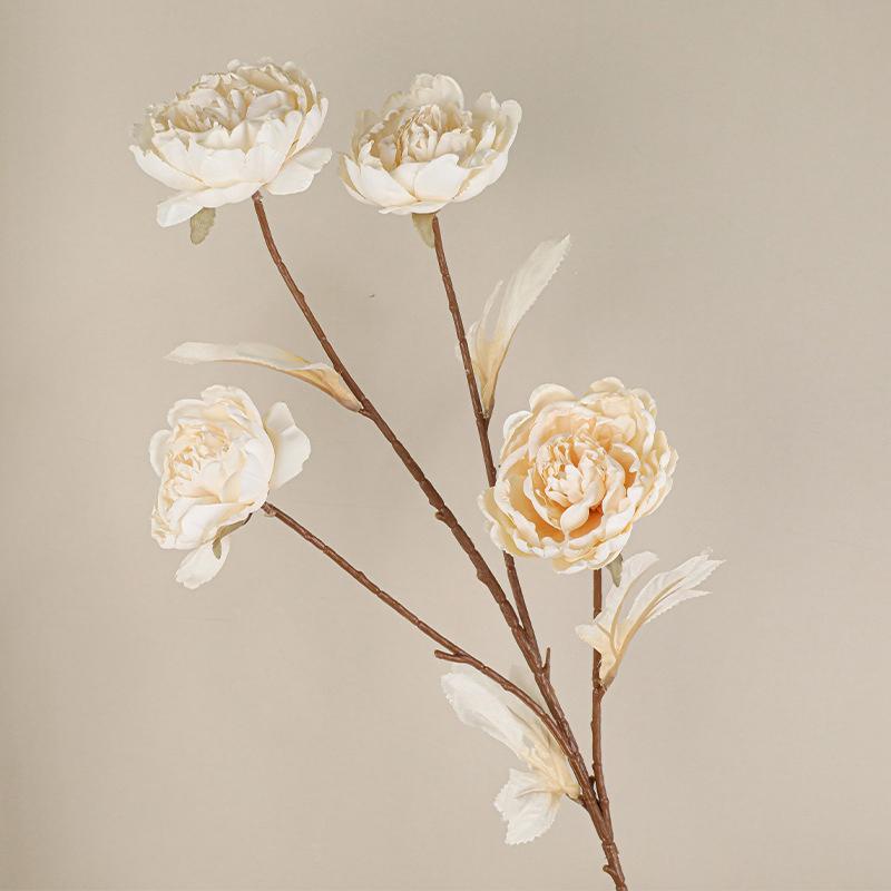 

Artificial Flower Peony 4 Heads National Trend Peony Dry Color Autumn Color Wedding Wedding Decoration Artificial Flower