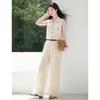 Women's Linen Blend Sleeveless Shirt & Wide-Leg Pants Set