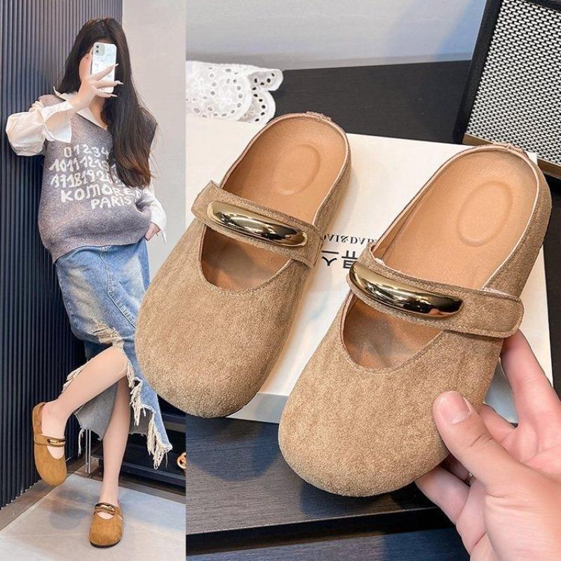 Slippers women wear new soft-soled bag head half slippers with skirt and lazy slippers