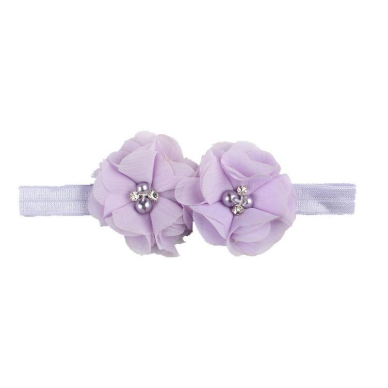 Solid Color Baby Headband, Flower Chiffon Rhinestone Floral Headband, Children's Flower Headband Hair Accessories