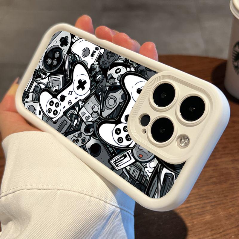 Ins Trendy Game Controller Full Print Shockproof Phone Case for iPhone 17  16 15 14 13 12 11 Pro Max Hard Shell Material Cover