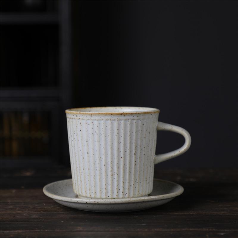 Japanese Coffee Cup And Saucer Set Retro Vintage Coarse Pottery Light Luxury Simple Cup Retro Ceramic Cup