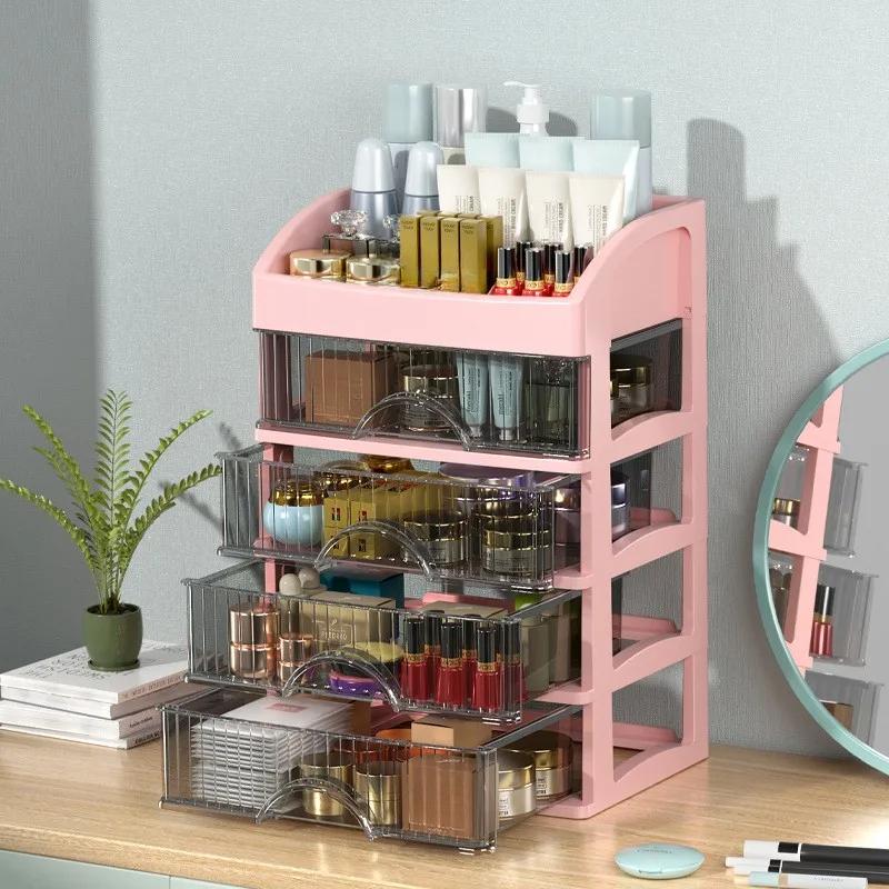 Scatola Porta Trucco Acrilico Multistrato Contenitore Cosmetici Trasparente Cassettiera da Scrivania Porta Gioielli Plastica Trasparente Organizzatore Trucco