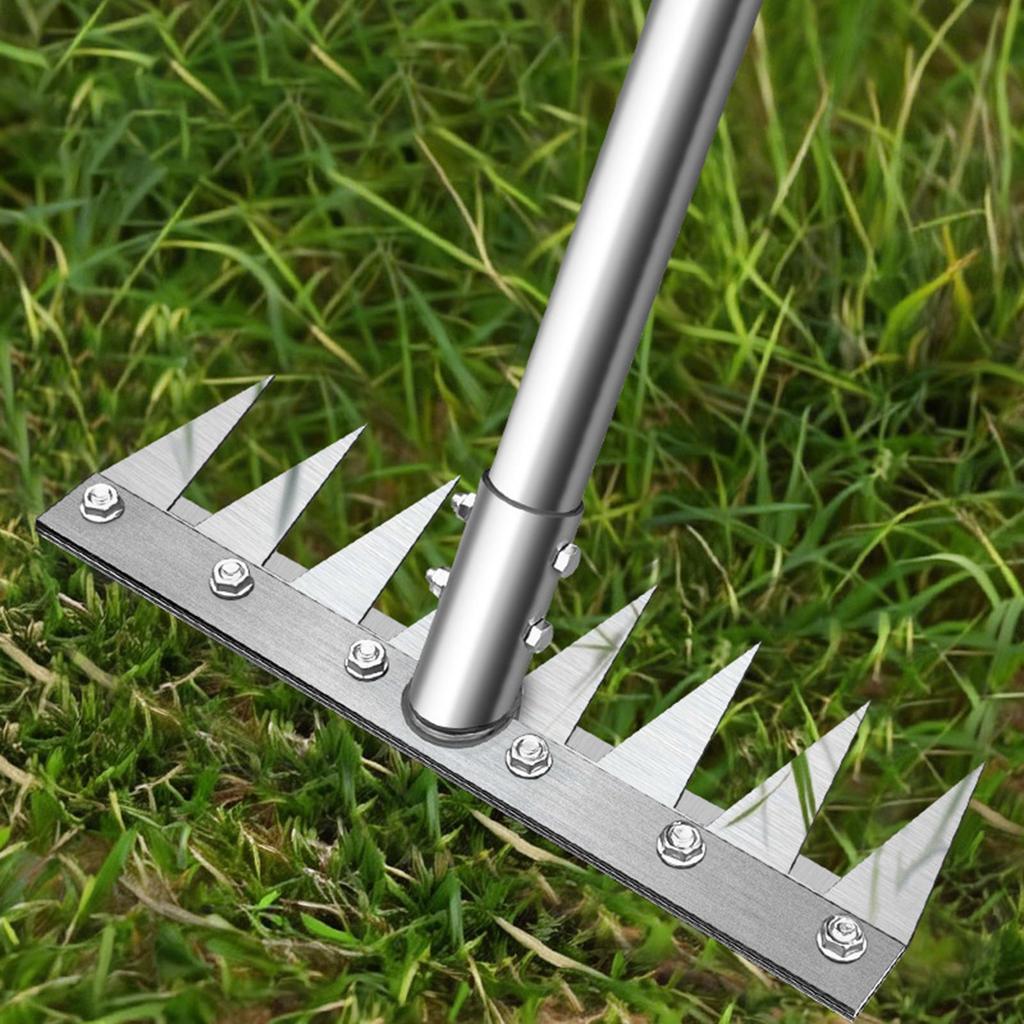 Stainless Steel Gardening Uprooting Weeding Rake Detachable Handle Weed Removal Device for Farm Lawn and Garden Tools