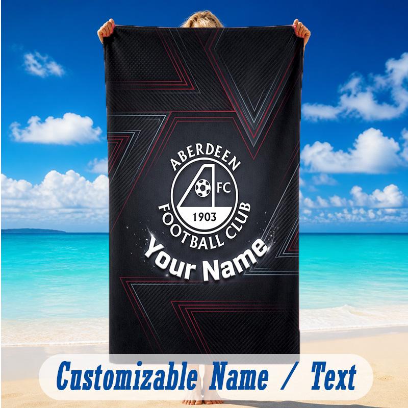 Beach Towel Custom Name Text, Quick Dry Large Towel For Beach HomeAberdeen FC