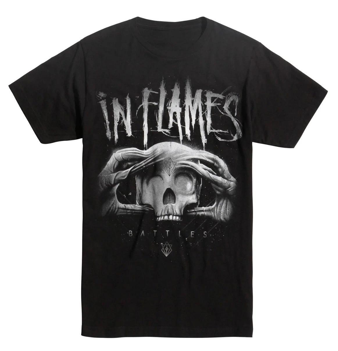 

In Flames BATTLES Swedish Metal Band 100% Cotton T-shirt Mens Tees Top NEW Authentic & Official XS-3XL 2XL