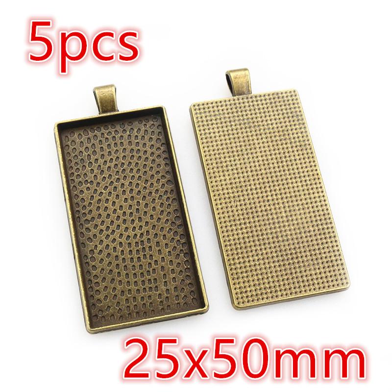 3-10pcs 18x25mm 19x38mm 25x50mm Inner Size Rectangle Pendant Cabochons Blank Base Setting Tray DIY Jewelry Making Accessories