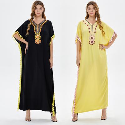 Muslim Women's Fashion Print Dress Long Skirt Middle Eastern Arab Robe