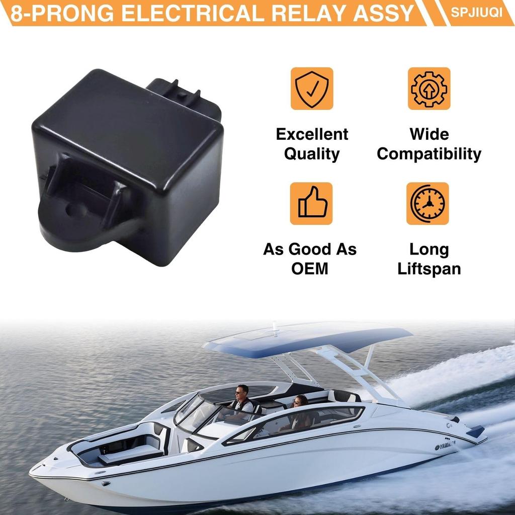 12V 8-Pin Electrical Relay Assembly 60E-81950-00-00 Ignite System Unit CDI Compatible with 2002-2015 Yamaha Outboard Motor Jet Boat WaveRunner FX140