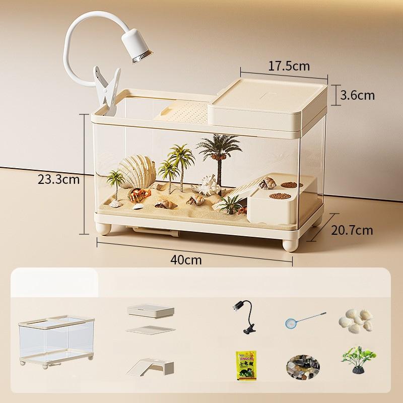 

Hermit Crab Breeding Tank Landscaping Terrariums Small Villa Climbing Pet Box with Climbing Platform Bottom Drainage Turtle Tank
