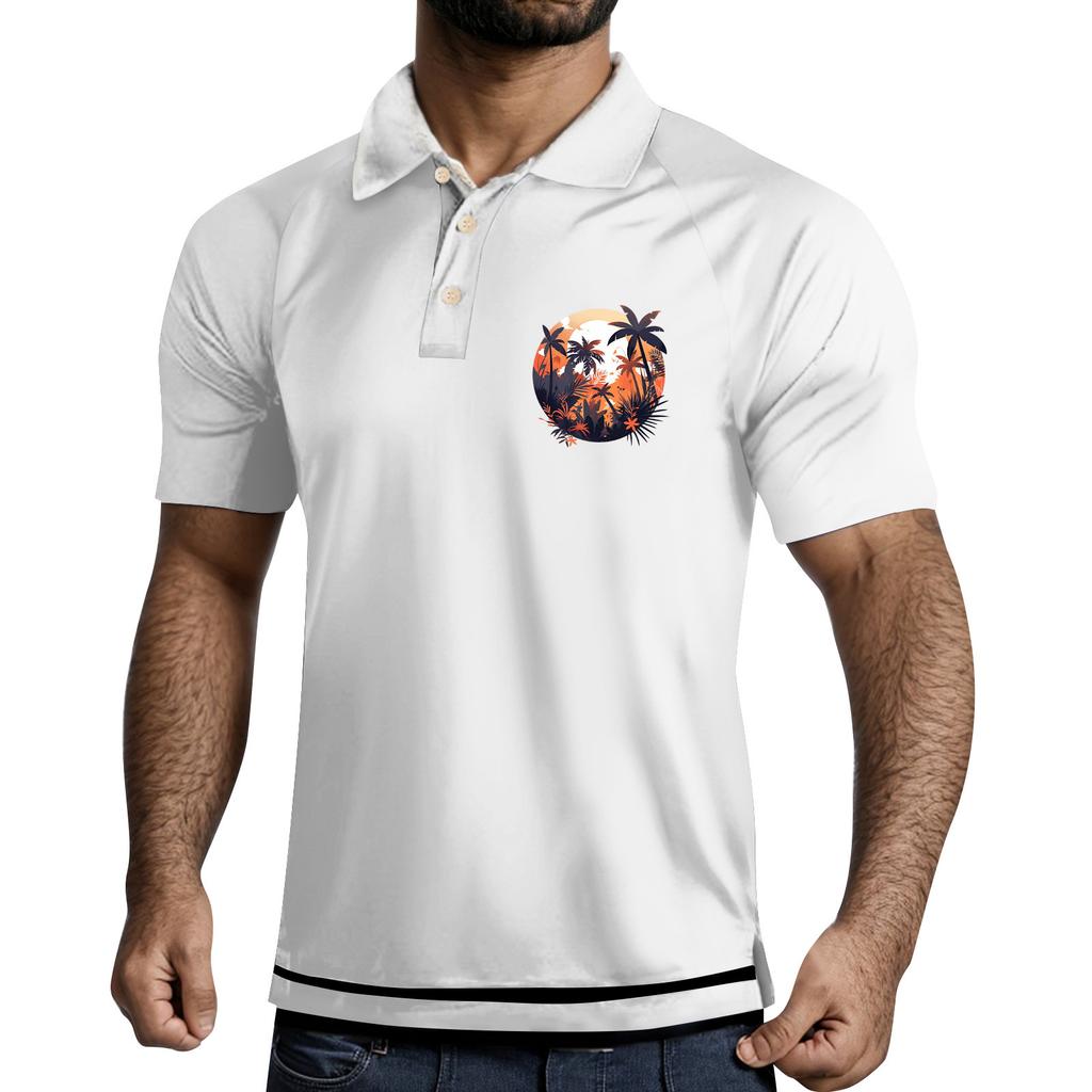 Men's  Golf Shirt Casual Sports V Neck Ribbed  Collar Short Sleeve Fashion Casual Solid Color Plain Spring & Summer Regular Fit