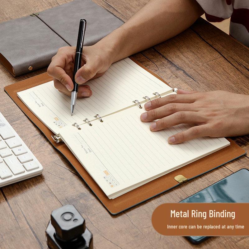 Custom A5 Retro Soft Leather Notebook with Removable Ring Binder for College Students