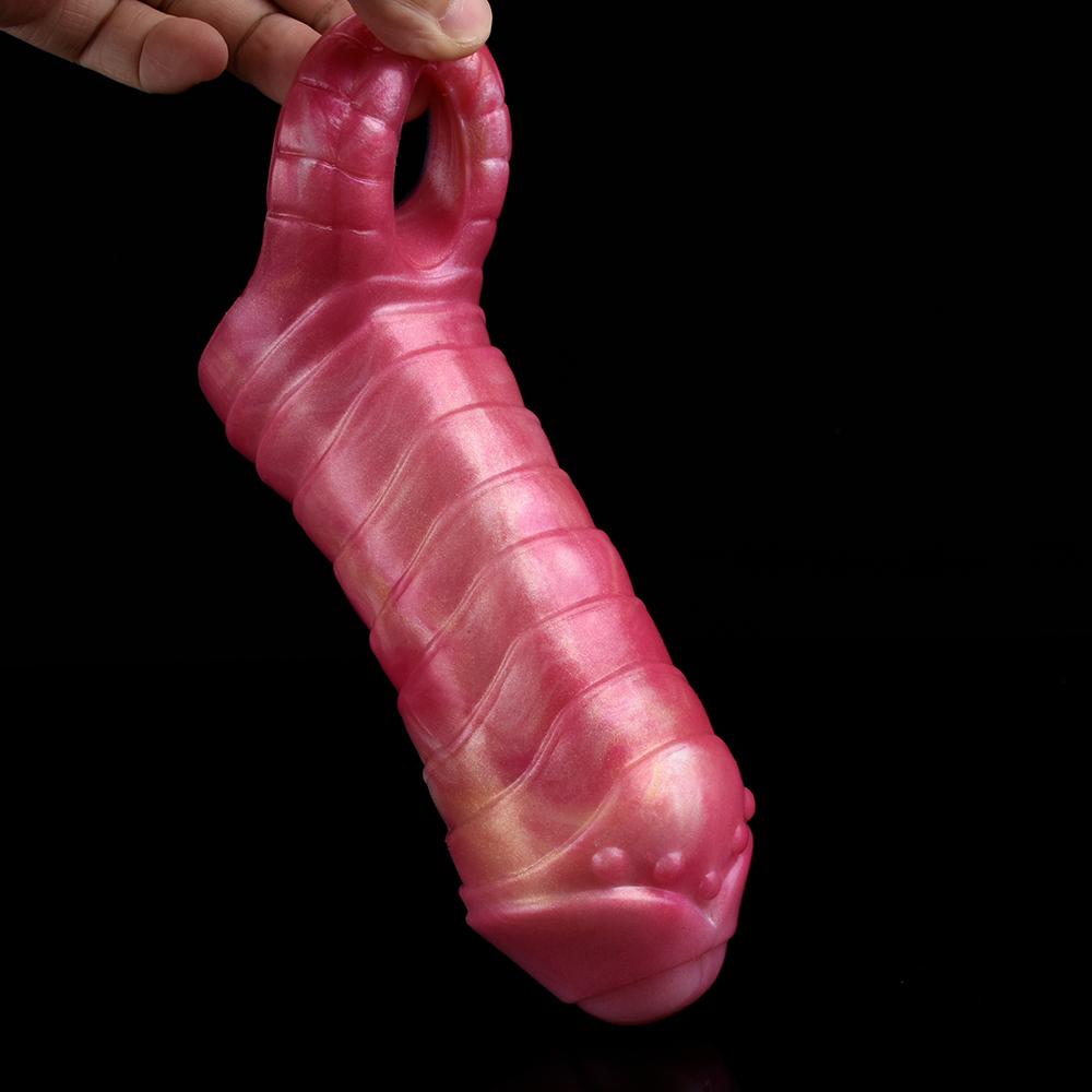 YOCY Men Cock Sheath Monster Dildo Sleeve Condom Penis Enlargement Liquid Silicone Sex Toys for Couples