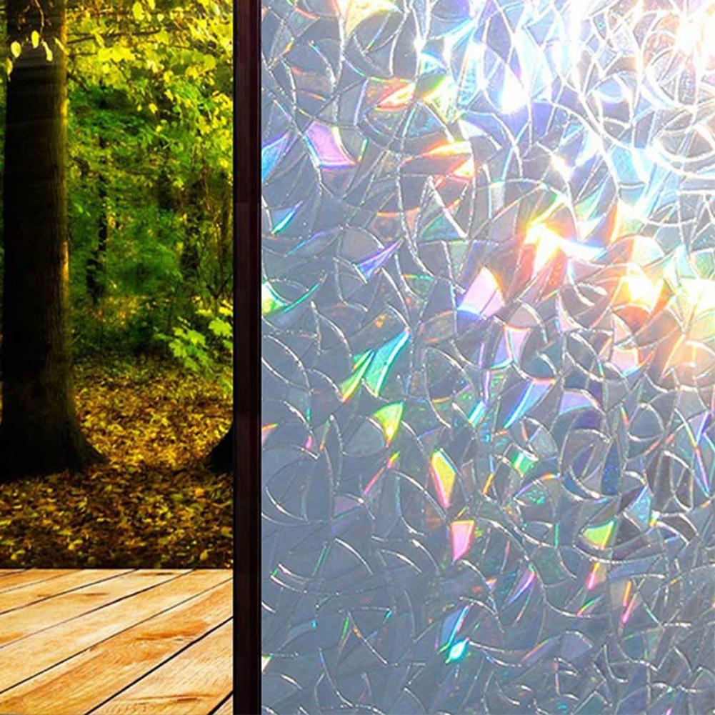 UV-resistant Glass Sticker Glue-free Static Decoration Privacy Window Stained Glass Rainbow Film Self-adhesive Film Decorative