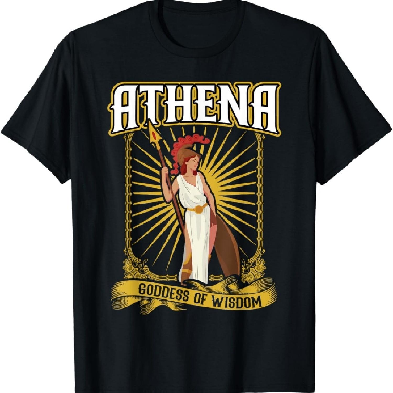 

Athena - Goddess Of Wisdom Unisex-Adults Black Cotton 100% Short Sleeve V-Neck T-Shirt Small XXXXXL