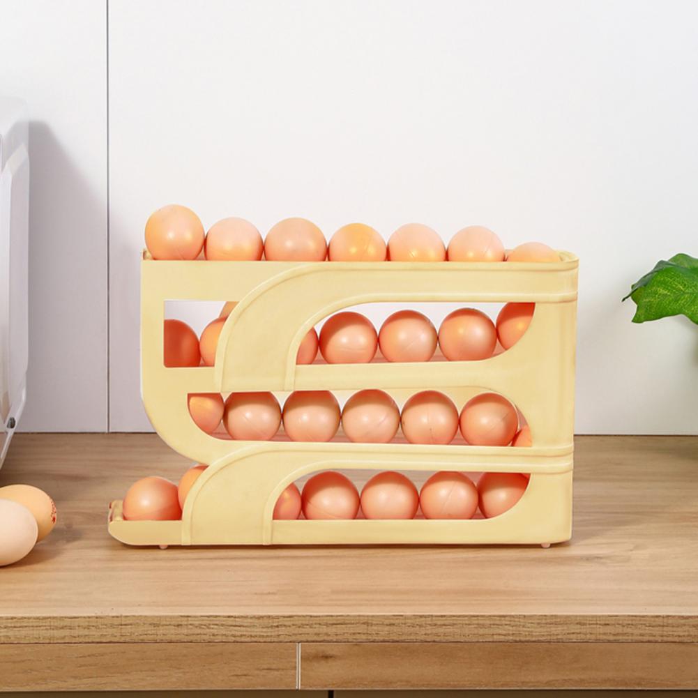 Egg Storage Box Auto Rolling Egg Container Auto Rolling Egg Holder for Fridge 4-tier Space-saving Dispenser Organizer