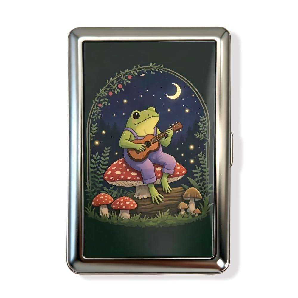 Nouveau Étui à Cartes Métal Vintage Compact Portable Boîtier Métallique Ouverture à Rabat Porte-Cartes Imprimé Vintage Porté Poche