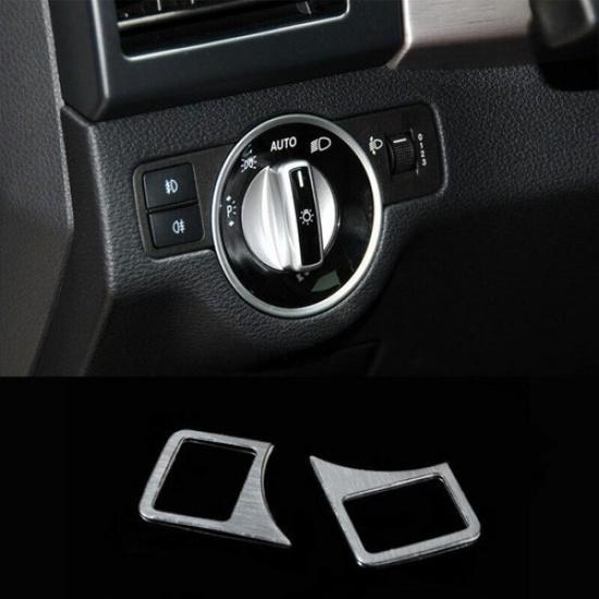 Headlight Lamp Switch Panel Button Trim For Benz 2008-14 C-Class Silver Aluminum