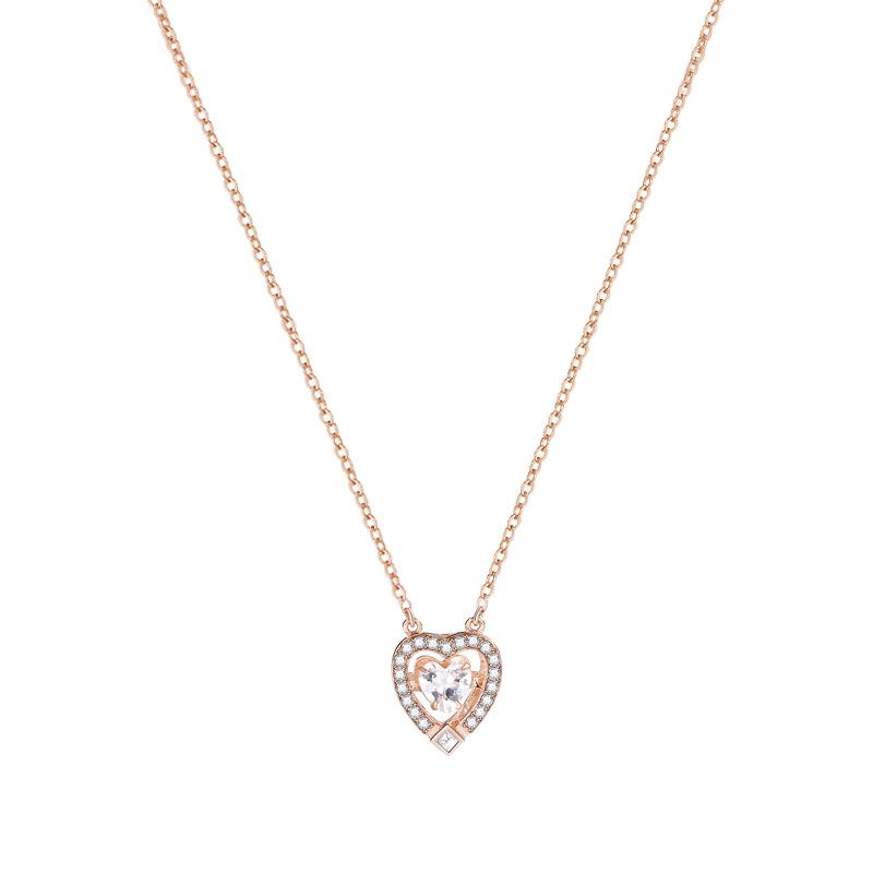 Heart'S Desire Love Necklace Women'S Niche Exquisite Temperament Versatile Pink Diamond Smart Pendant Necklace Women Quality