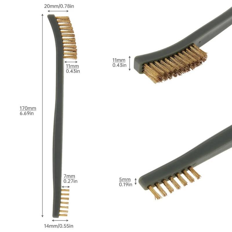 6pcs Mini Steel Copper Nylon Wire Brush Set for Cleaning Paint Welding Slag Metal Rust Dirt Removal 7 Inch Handy Brass Brush Set