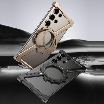 Coque de téléphone magnétique en alliage d'aluminium en forme de Z, sans cadre, antichoc, compatible avec Magsafe, pour Samsung S25, S24 Ultra, S23 Ultra, S22 Ultra