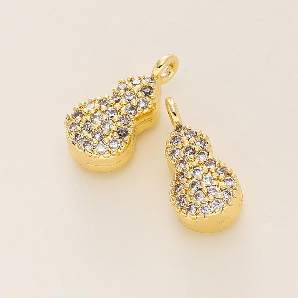 2pcs/pack 18K Gold Color Plated Copper Zircon Gourd Shape Pendants For DIY Bracelet Necklace Jewelry Making Accessories