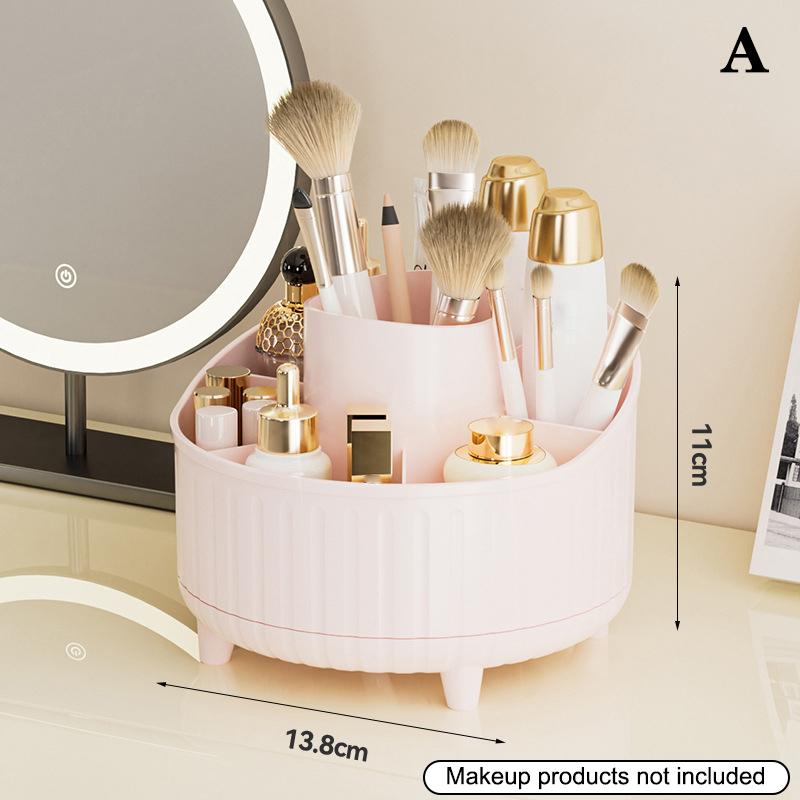 360° Rotating 7 Slot Makeup Brushes Holder Organizer Multi-Functional Desk Storage Cosmetics Storage For Vanity Desktop Bathroom