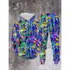 Fashion Casual Autumn Winter Men'S Set? Cyberpunk Neon Skeleton 3D Print Long Sleeve Hoodie And Pants? Twopiece Set? Scifi Streetwear & Hip Hop