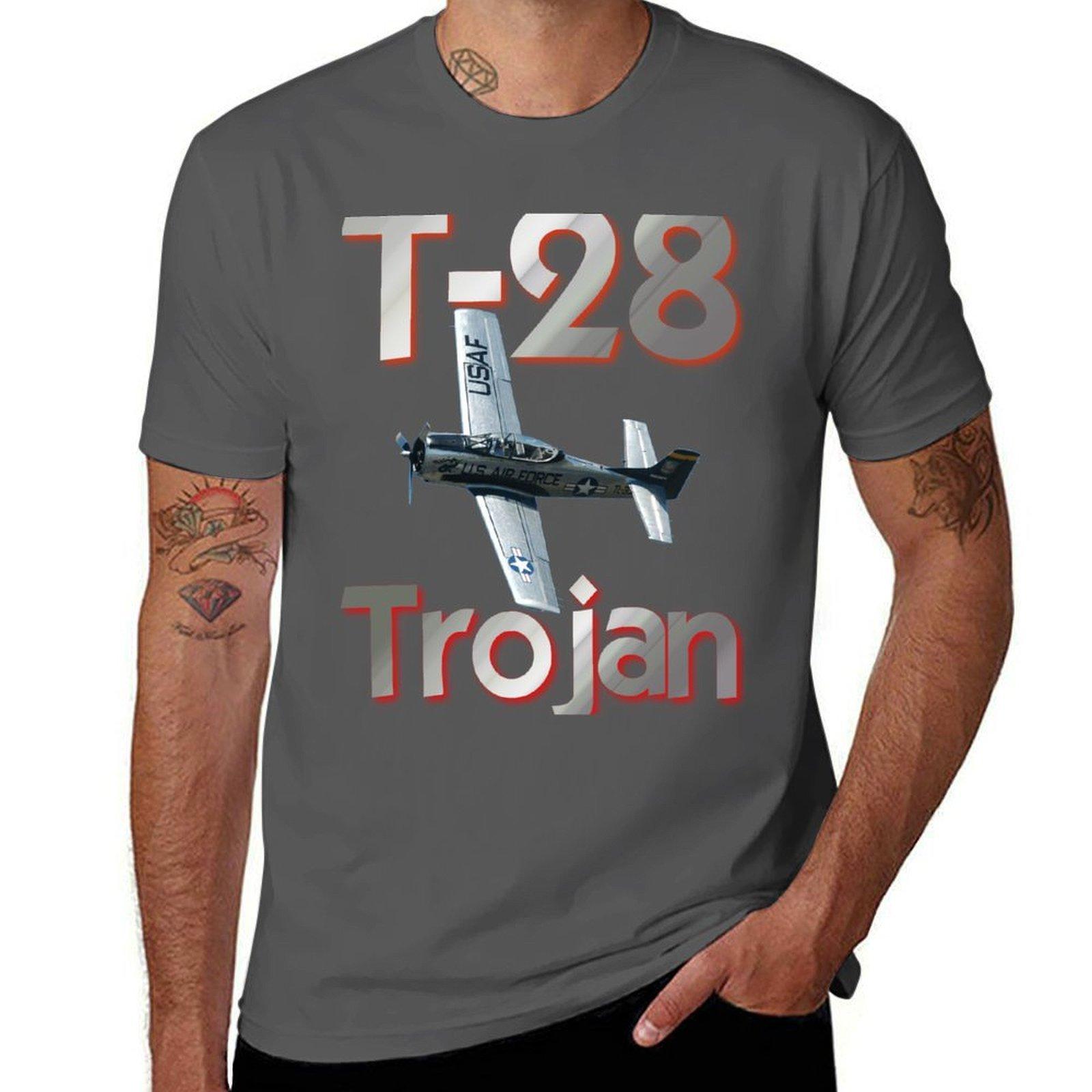 

North American T-28 Trojan T-Shirt t shirt man casual cotton tshirt 100% T-Shirt 4XL