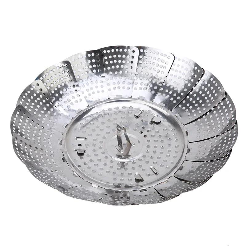 21/26/28 cm rustfri matdamper Dampstativ Skuff Kjøkken Sammenleggbar Steamer Bowl Grønnsaksfrukt Steamer Basket PC679584