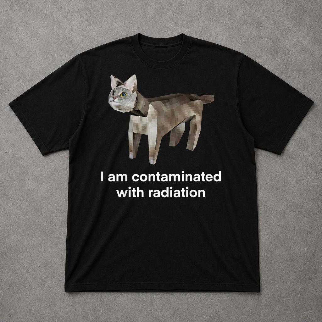 I Am Contaminated With Radiation Cat Tee, Funny Radioactive Meme Shirt, Weird Cat Graphic Tee