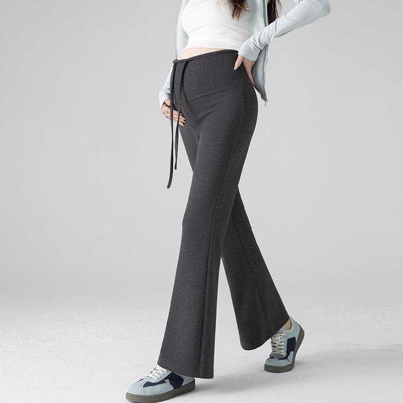 Spring 2026 Women s Drapey Lace-Up Maternity Knit Pants - No Belly Support, Thin Style 2XL