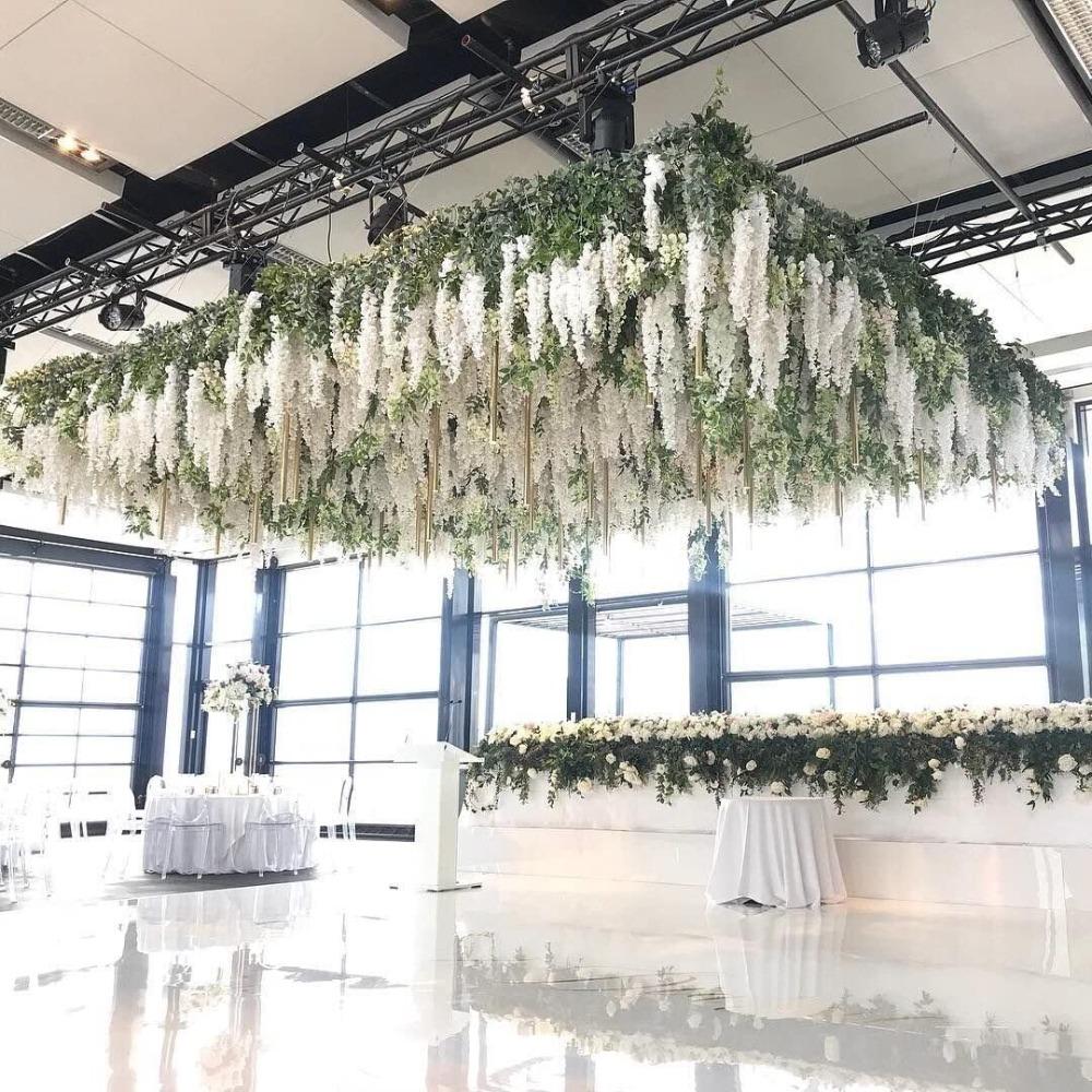 12 TEILE/SATZ Künstliche Blumen Seide Glyzinien Rebe Hängende Blume für Hochzeit Garten Floral DIY Wohnzimmer Büro Dekor