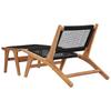 Teak Wood Sun Lounger with Footrest and Rope Design