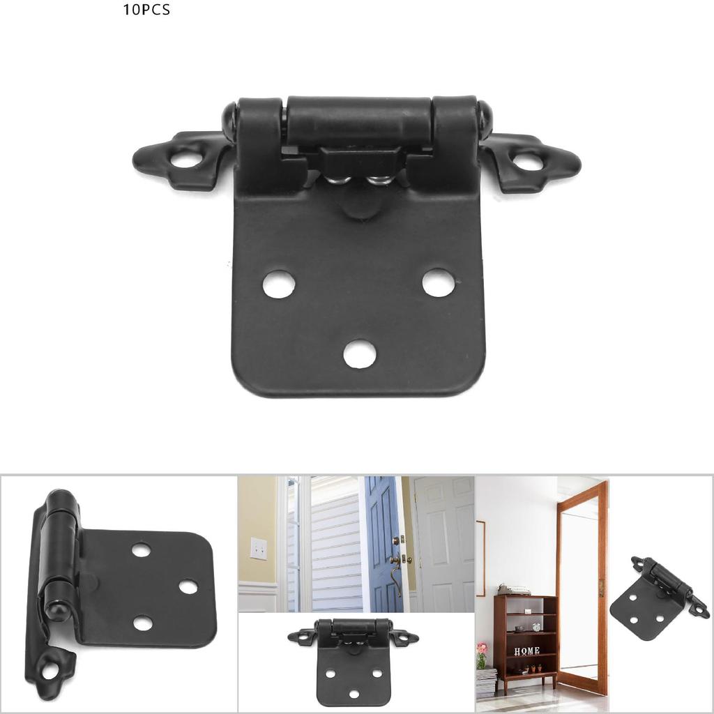 10Pcs Steel American Self Closing Spring Cabinet Hinge Home Decoration Accessories(black)