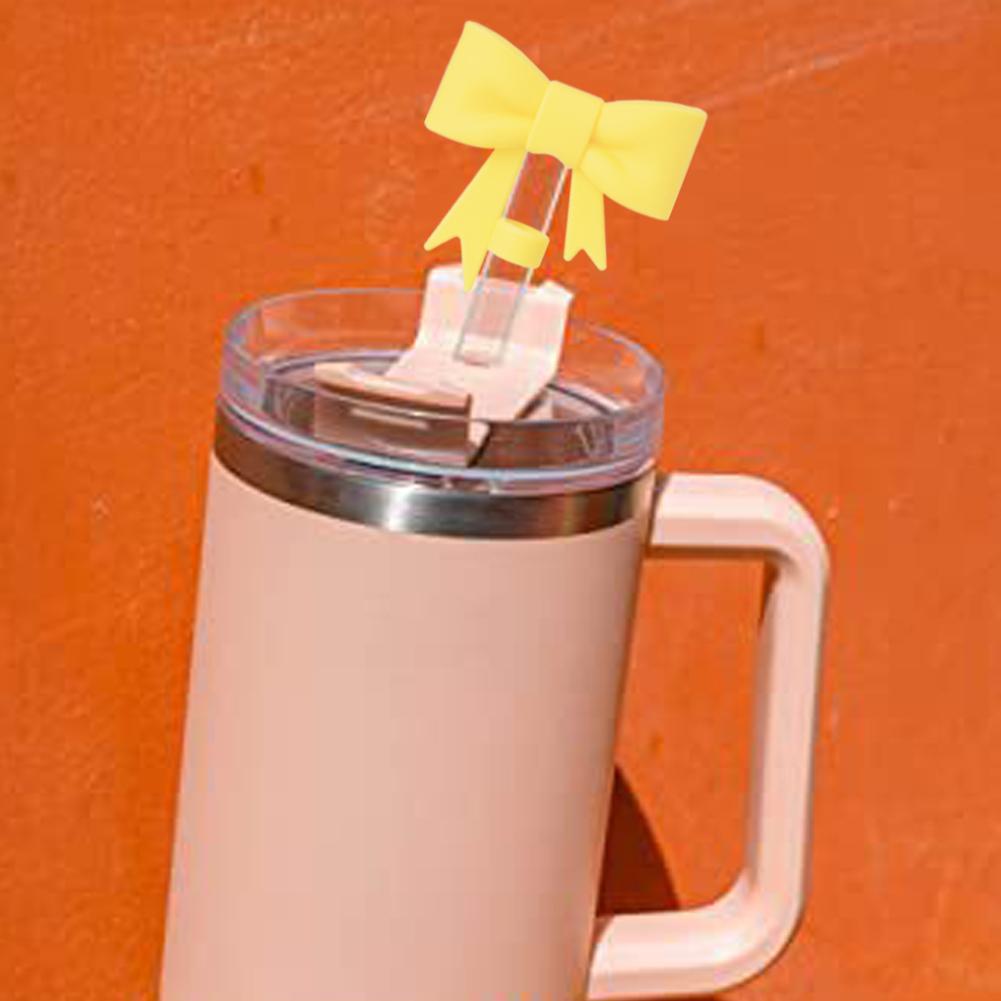 Lovely Bow Straw Covers Cap Toppers For Stanley 30&40 OZ Tumbler Cup Reusable Cute Silicone Straw Tips Lids Protect Covers New