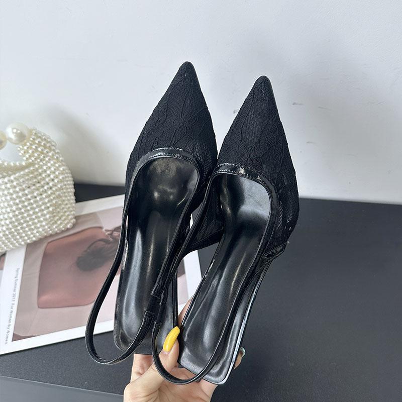 Fashion Pointed Toe Female High Heels Sandals Shoes For Women New 2025 Fashion Mesh Breathable Ladies Heeled Sandals Mules Shoes Pumps
