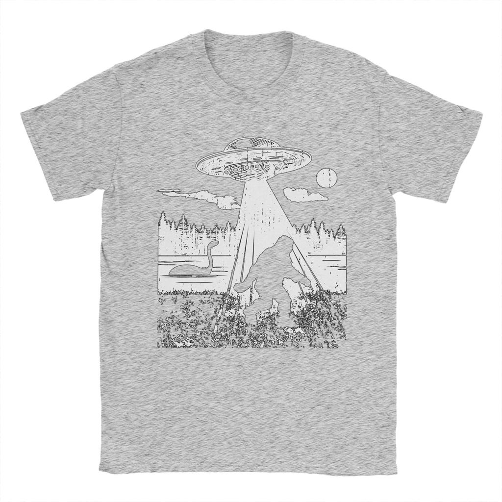 HOT SALE Street T-shirt Beach Bigfoot UFO Abduction Bigfoot Hippie T-shirt Cotton T-shirt Man Y2K Fun Print Short Sleeve T-shirt