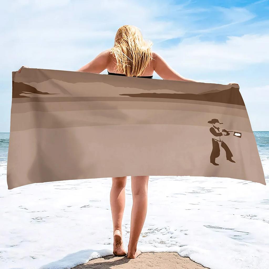 Microfiber Cowboy Print Beach Towels,Beach Towel Oversized,Quick Dry Cowboy On Horse Bath Towel Large,Absorbent Bathroom Towels